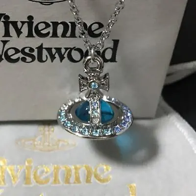 Vivienne Westwood Necklace Tri-Color Stone Tiny Orb Silver/Blue IN BOX [E20065 • $128.90