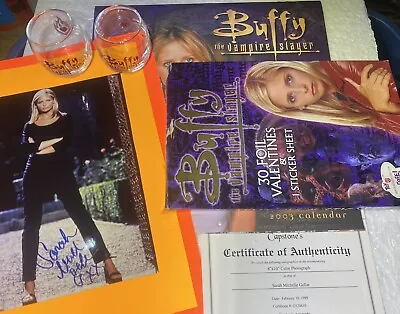 Buffy Vampire Slayer LOT Autograph Calendar Valentines Cards  Glass Tumblers • $48.50