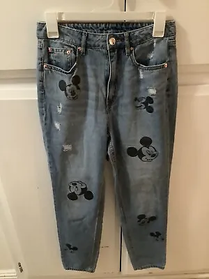 MICKEY MOUSE Divided H&M DISNEY Women’s Distressed Jeans Size 6 (run Small) • $20