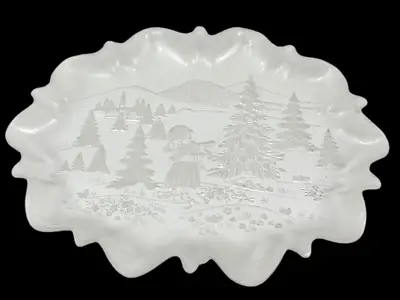 Mikasa Embossed Frosted Crystal Serving Platter Girl With Christmas Tree Beveled • $20.89