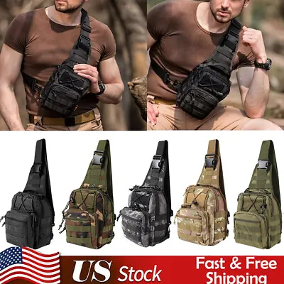 Outdoor Tactical Sling Bag Military MOLLE Crossbody Pack Chest Shoulder Backpack • $12.34