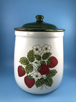 Vintage McCoy Pottery Strawberry Country LCC Canister With Lid 10  Tall • $32.99