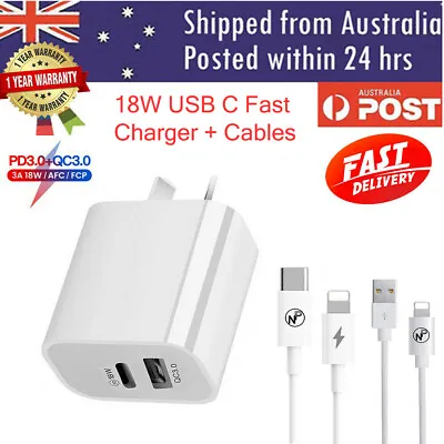 $9.95 • Buy 18W USB Type-C Wall Adapter Fast Charger PD For IPhone 14 13 12 Pro Max 11 IPad