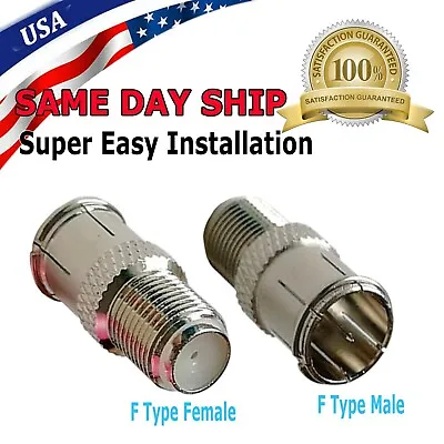 F Type Quick Plug RF Coax Coaxial Cable Adapter Connector - Male To Female M/F • $4.99