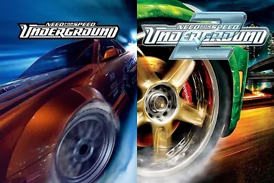 Need For Speed Underground 1-2 Set NFS Racing Video Game Cover Art 11x14 PS2 • £22.16