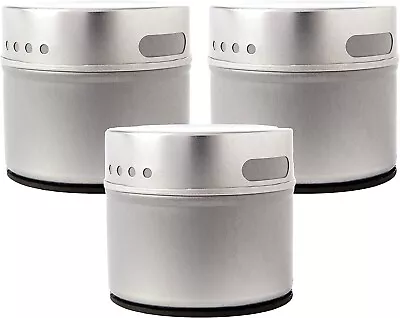 Magnetic Spice Tins Metal Jars Fridge Magnet 3pc Set • $10.99