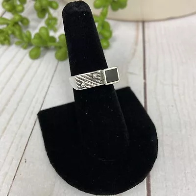 MCM Modernist Sterling Silver .925 Geometric Black Onyx Ring • $49.99