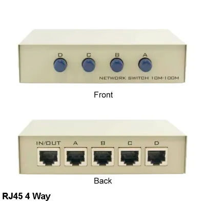 Kentek RJ45 Ethernet 4 Way Mini Data Switch Box For Network Routers Modem PC • $18.26