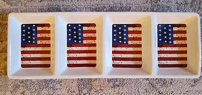 Warren Kimble Colonial American Flag Divided Rectangle Platter Dish Sakura  • $32