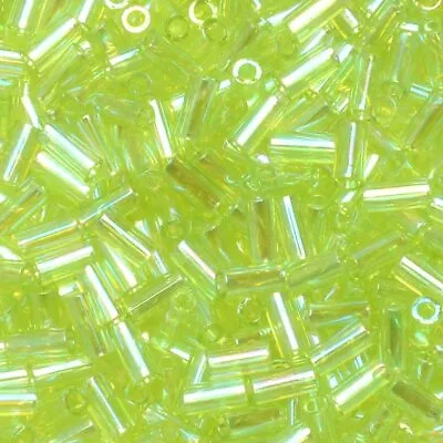 Miyuki Bugle Beads Size #1 3x1.5mm Chartreuse AB 19 Gram Tube • $4.39