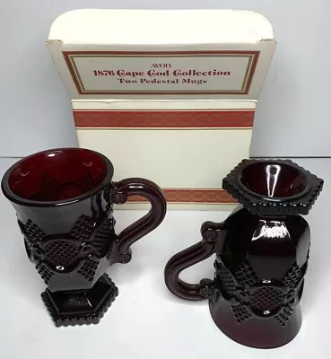 1982  1876 Cape Cod Collection  TWO PEDESTAL MUGS Roman Rosette Pattern Avon NIB • $12.85