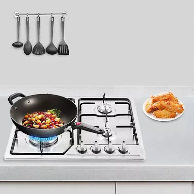 4 Burners Gas Stove Silver Built In Gas CookTop NG/LPG Cooktop Stainless Steel • $132.05