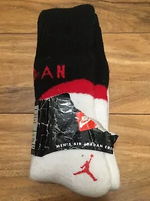 New Rare 90s Vintage JORDAN NIKE Socks Crew 10-13 Black Red 1996 • $279.99