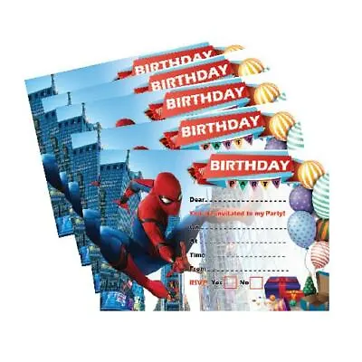 X24 Spiderman Invitation 250gsm Cards Boys Girls Kids Party • £4.10