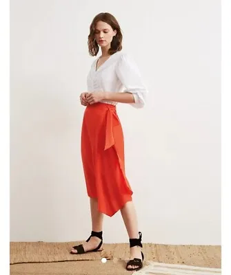 £39.99 • Buy Kitri Ladies Leah Silk Red Elasticated Waist Wrap Sarong Skirt Size 8