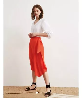 £39.99 • Buy Kitri Ladies Leah Silk Red Elasticated Waist Wrap Sarong Skirt Size 8