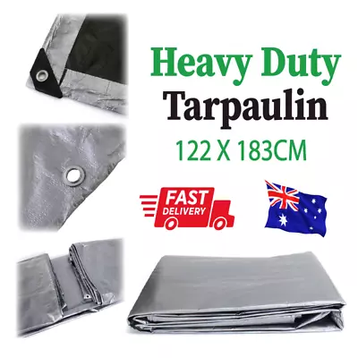 Tarpaulin Tarp Canvas Camping Poly Tarps Heavy Duty Cover Sun Blocked • $16.89