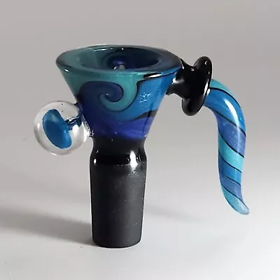 14mm Blue Ocean Wave Slide Bowl W/ HORN Thick Glass Replacement Hookah HeadPiece • $16.99