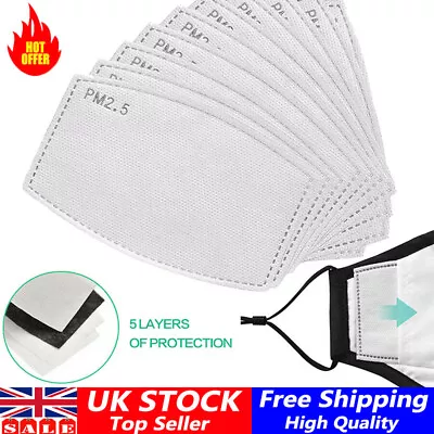 10-100 Face Mask PM2.5 Activated Carbon Filter Replace Breath Insert Mask Filter • £4.90
