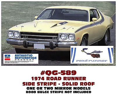 $165 • Buy Qg-589 1974 Plymouth Road Runner - Side & Roof Solid Stripe