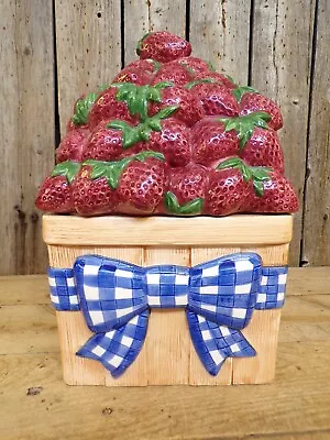 Basket Of Strawberries ~ Cookie Jar ~ 10.5  ~ CIC ~ Peggy Jo Ackley  ~ MINT! • $40
