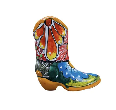 4  Talavera Cowboy Boot Planter Pot Home Decor Folk Art Mexican Pottery • $12.50