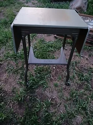 $140 • Buy Vintage INDUSTRIAL TYPEWRITER TABLE Drop Leaf Metal Desk Stand Top Is Wood