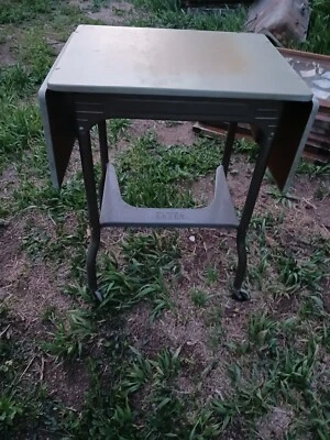 Vintage INDUSTRIAL TYPEWRITER TABLE Drop Leaf Metal Desk Stand Top Is Wood • $140