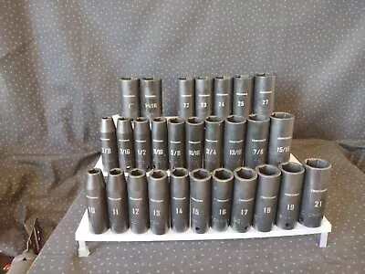 Craftsman 28 Pc Deep Impact Socket Set I/2  Drive 6 Pt Metric & SAE  • $140