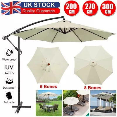 Replacement Fabric 2m 2.7m 3m Garden Patio Parasol Canopy Cover 6 Arm Or 8 Arm • £10.98