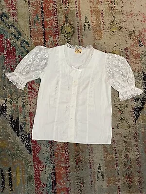 $24 • Buy Vintage Jeri Bee Womens Medium Square Dance White Lace Shirt Blouse Top Made USA