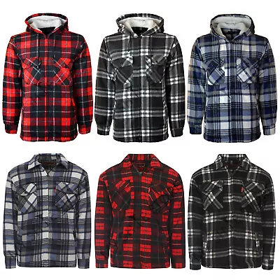 Mens Padded Shirt Fur Lined Lumberjack Flannel Work Jacket Warm Thick Casual Top • £20.99