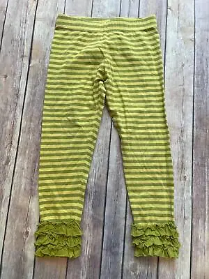 Matilda Jane Size 8 Hammond Bay Sprites Yellow Green Striped Ruffle Leggings B4 • $30