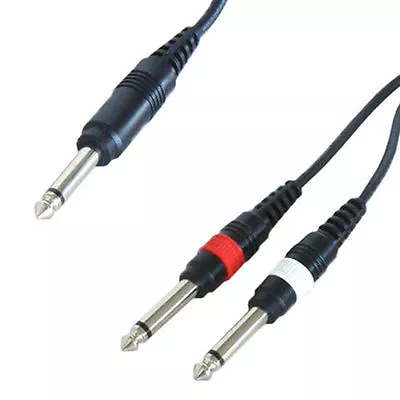 3m 6.35mm MONO Jack Y Splitter Cable Lead 1 To 2 Plug Guitar Amp 6.3mm 1/4 Inch • £6.29