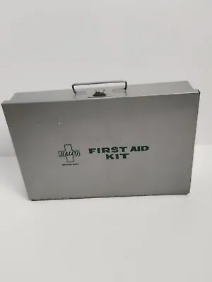 Vintage Halco First Aid Kit Metal Box Wall Mount  A E Halperin Co. Boston Mass. • $19.99