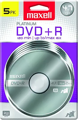 Maxell – 639031 Platinum DVD+R - High Capacity Write-Once Discs For Videos & D • $12.25