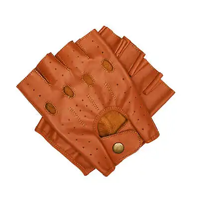 100% Genuine Leather Driving Fingerless Gloves Guanlet Unisex Unlined • $14.99