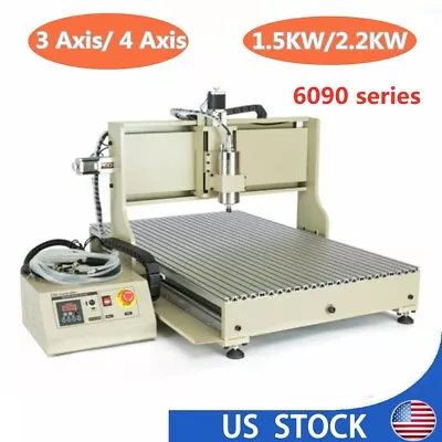 CNC Router 2200W VFD Milling Engraving Machine 6090 4-Axis Cutting &Handwheel • $2199