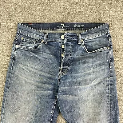 7 For All Mankind Slouch Denim Jeans Men's 31 Blue Washed Straight Leg Regular • $17.88