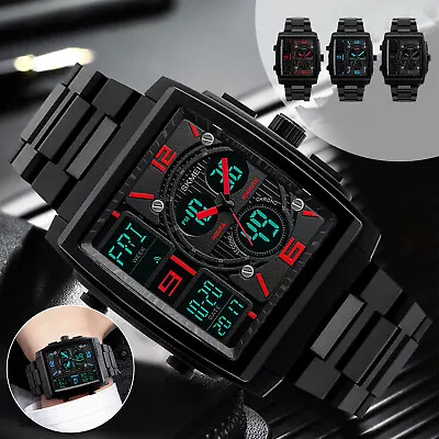 Men's Army Military Sport Watch LED Digital Quartz Analog Chronograph Wristwatch • $15.48