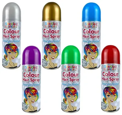 200ml Hairspray Can Temporary Color Hair Spray Wash Out Party Fancy Dress Up UK • £5.49