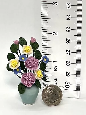 Vintage Artisan 1:12 Dollhouse Miniature Flowers Arrangement Ceramic Vase • $48.88