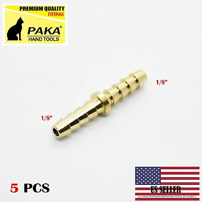 $10.99 • Buy 5PC - 1/8   Hose Barb Mender Union Splicer Brass Fitting Gas Fuel Water