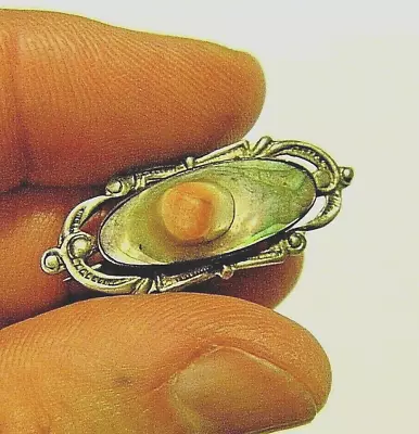 Vintage Victorian Silver Pin Abalone Blister Baroque Shell With Pink Pearl Top • $20