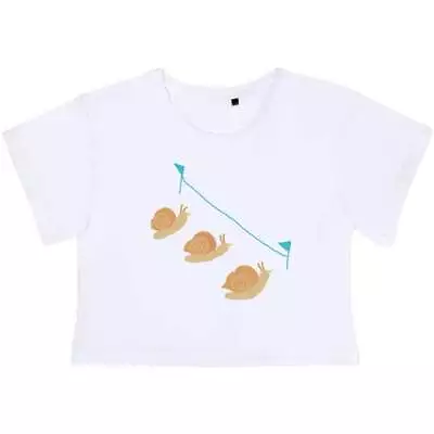 'Snails Race' Women's Cotton Crop Tops (CO040448) • £11.99