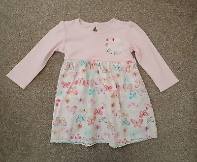 £2 • Buy Baby Girls Long Sleeve Butterfly Dress Age 12-18 Months