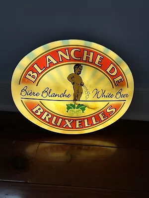 BLANCHE DE BRUXELLES BEER LIGHT UP BAR PUB SIGN BOY PEEING BELGUIM RARE Vtg 15” • $149.80