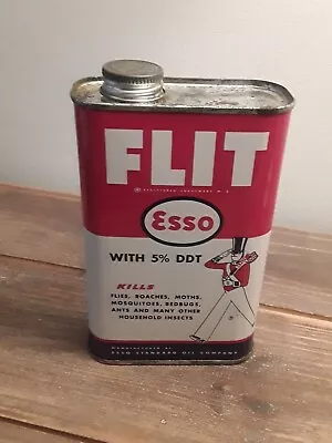 Vintage Empty Esso Standard Oil Co Flit With DDT Bug Killer Metal Can • $15