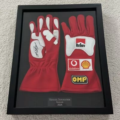 Michael Schumacher Hand SIGNED And Framed Ferrari Replica F1 Gloves (2006) • $1199