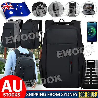 Anti Theft Backpack Waterproof Bag School Travel Laptop Bags + USB Charging Port • $19.95